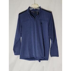 Spyder Pullover Mens Large Blue Quarter Zip ProWeb Active Long Sleeve Athletic